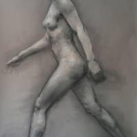 Eva en marcha. 2008. Pastel y carboncillo. 70x100 cm